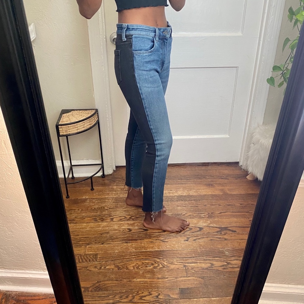 two toned high waist jeans